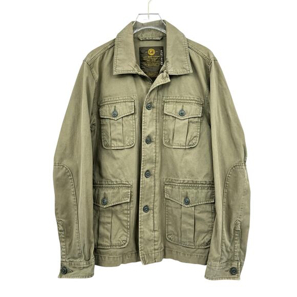 Lucky Brand Men's Army Green 100% Cotton Cargo Utility Military Jacket Pockets - Picture 1 of 9